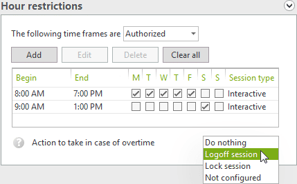 Enforce logoff times and working hours Enforce logoff times and working hours