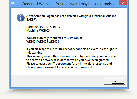Credential Warning Credential Warning