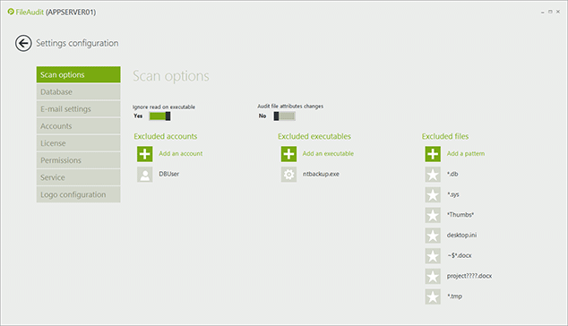 Scan options